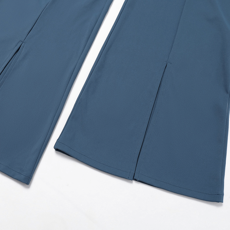 Wide leg yoga high waist pants for women, blue color, nylon-spandex blend for breathability and movement - SF1018